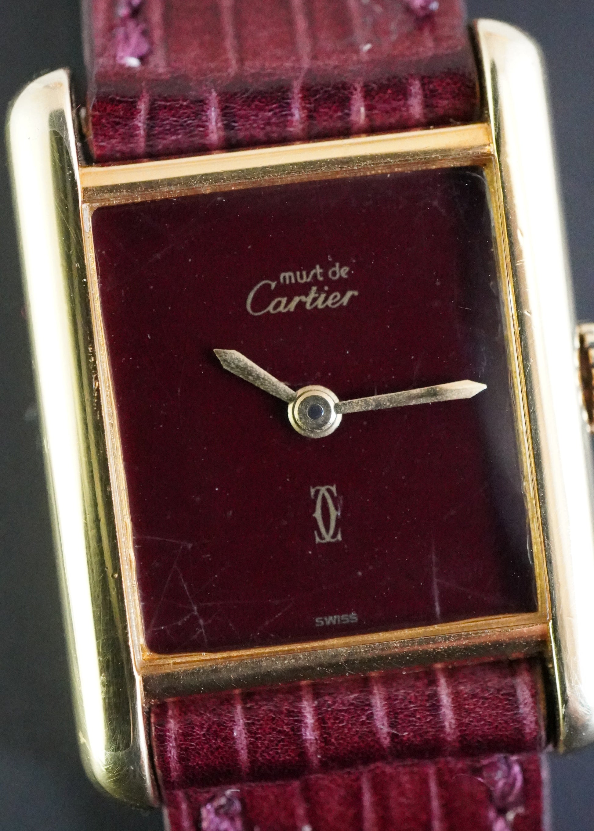 Montre Cartier Tank Must Vermeil Cadran Burgundy