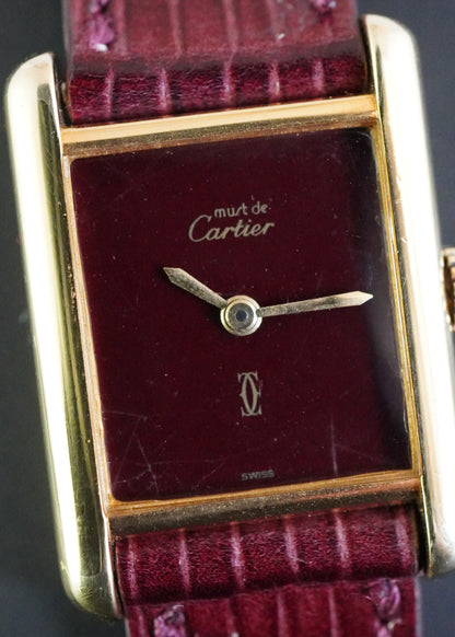 Montre Cartier Tank Must Vermeil Cadran Burgundy