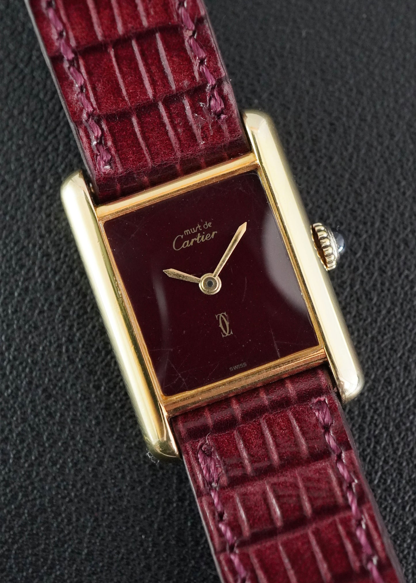Montre Cartier Tank Must Vermeil Cadran Burgundy